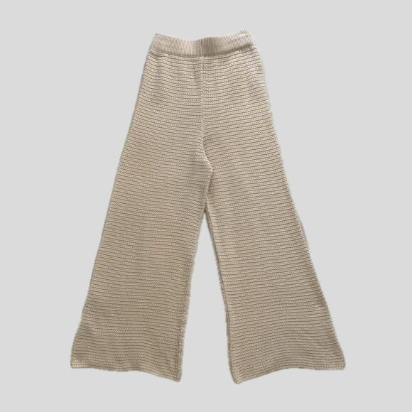 Sincerely Jules Neutral Cream 100% Cotton Textured Cotton Wide Leg Pants - XS - Picture 1 of 6